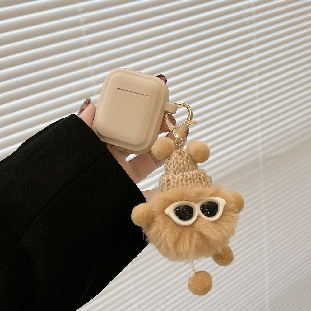 Vỏ bảo vệ hộp sạc tai nghe Airpods 1 2 pro hình gấu khaki bằng TPU xinh xắn kèm móc khóa