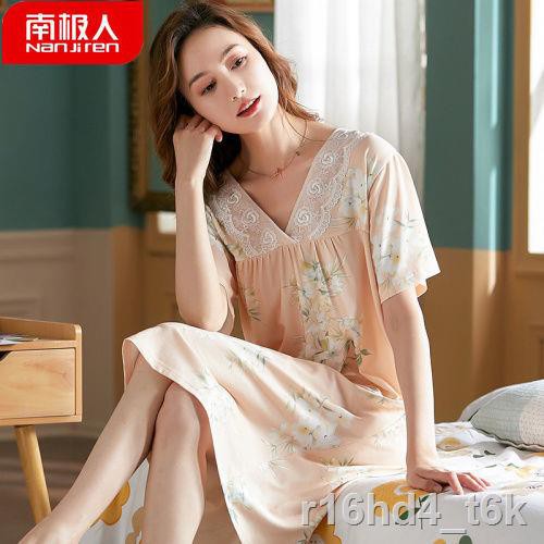 Bông phương thức cao cấp dành cho người trung niên và tuổi mùa hè bộ đồ ngủ 100% cotton lụa pijama nữ ngắn tay plu