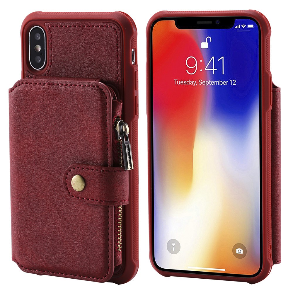 Ốp lưng da chống sốc có ngăn đựng thẻ sang trọng cho iPhone X Xs Xs Max Xr | BigBuy360 - bigbuy360.vn