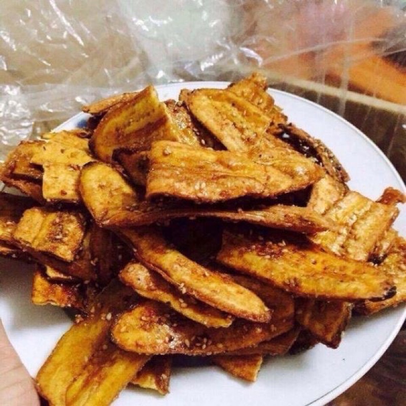 1KG Chuối Sấy Mè Vừng Thơm, Ngon, Đóng Túi Zip