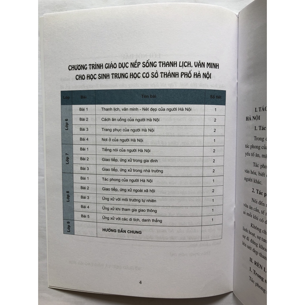 Sách - Tài liệu chuyên đề giáo dục nếp sống thanh lịch, văn minh cho học sinh Hà Nội lớp 8,9