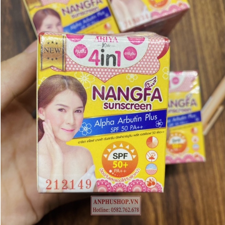 Kem chống nắng che khuyết điểm Nangfa Sunscreen 4 in 1  SPF 50+++ - Sản phẩm chính hãng Thái Lan