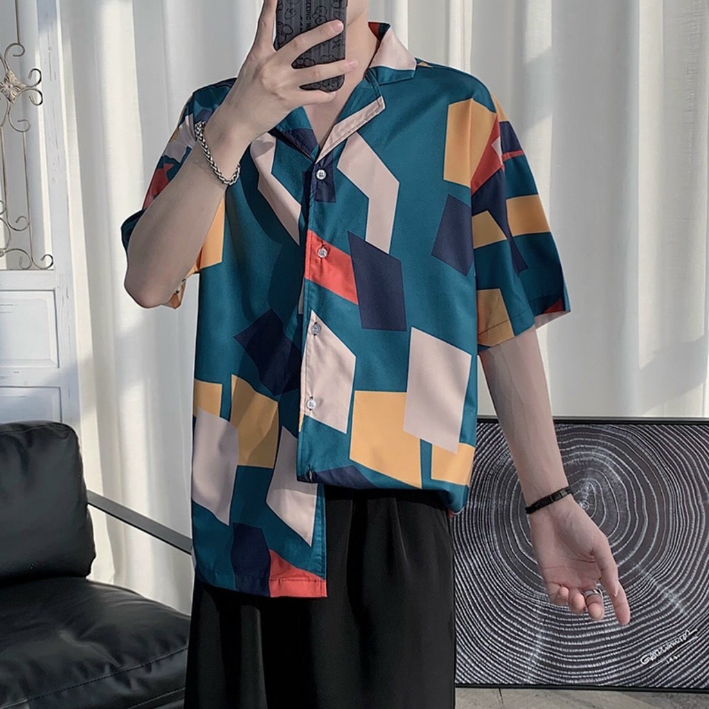 Áo sơmi Nam Nữ form rộng hoạ tiết hình học phù hợp mặc đồng phục nhóm, lớp đi chơi biển và dã ngoại kèm hình thật | BigBuy360 - bigbuy360.vn