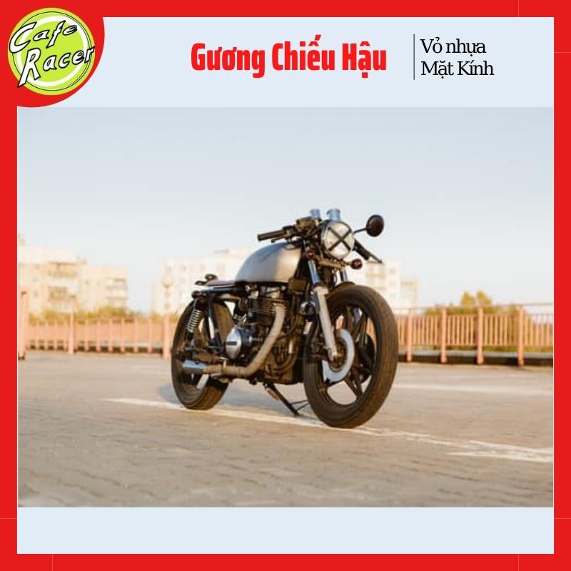Gương chiếu hậu tròn chân chữ S gắn xe máy độ Tracker Cafe racer xoay 360 độ giá 1 chiếc