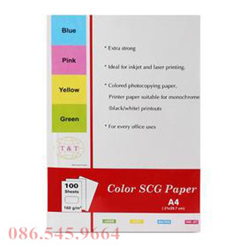 [GIÁ SẬP SÀN]Giấy bìa đóng sổ A4 T*T 100 tờ/Ram các màu (Xanh lá - Xanh Nước Biển - Hồng - Vàng )