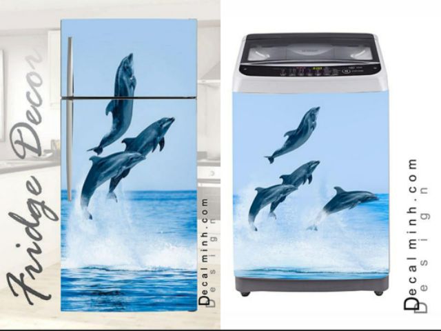 {LƯỚT XEM ẢNH} Combo Decal tem dán tủ lạnh + máy giặt cao cấp - 3D cao cấp