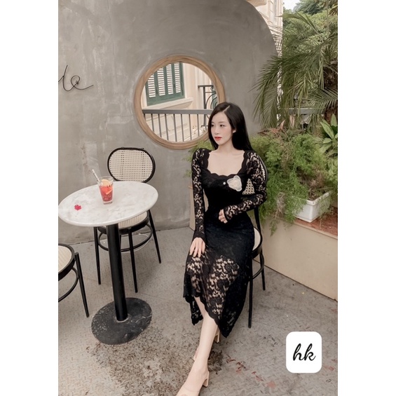 Váy ren đuôi cá kèm hoa