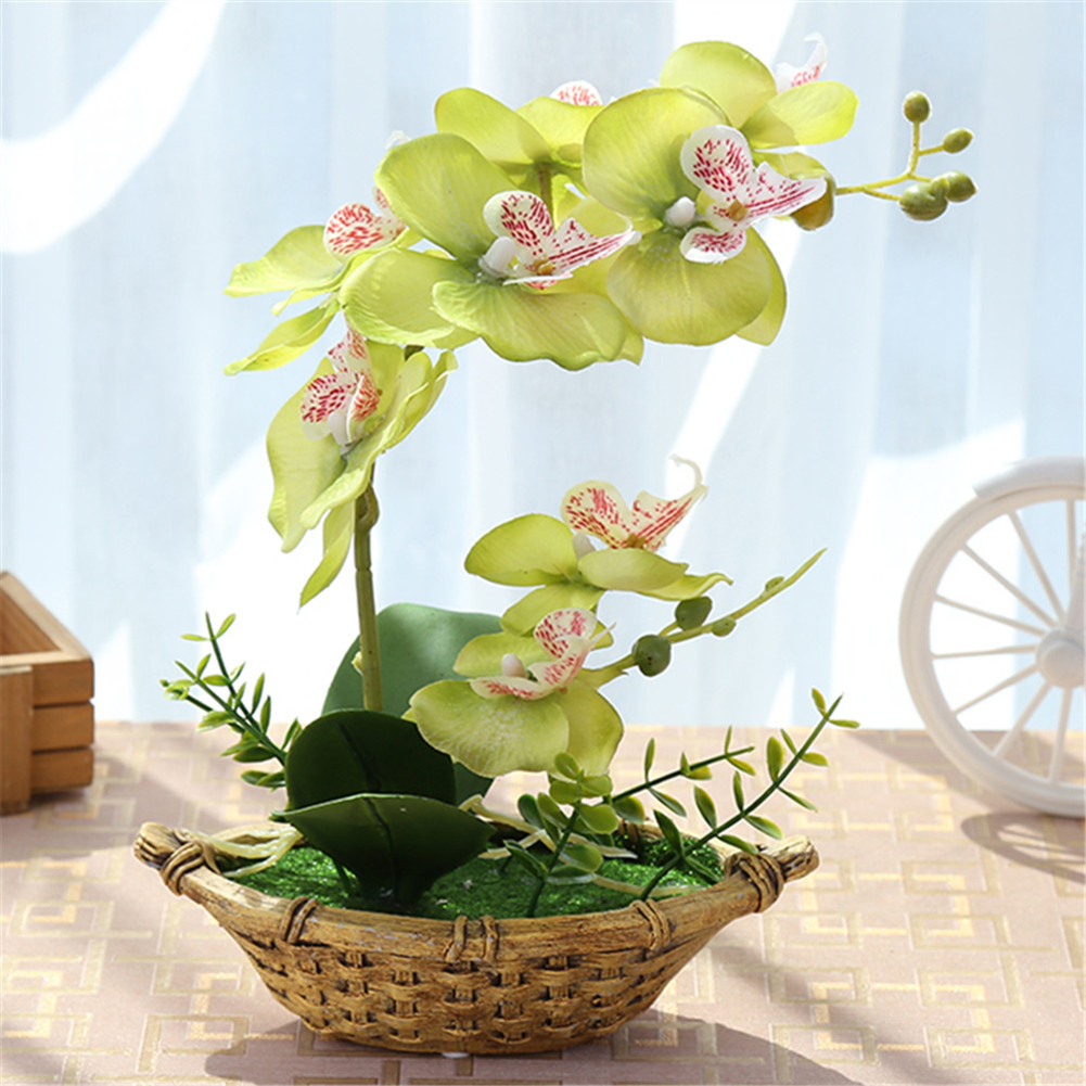 Cành hoa lan giả trang trí bàn làm việc
