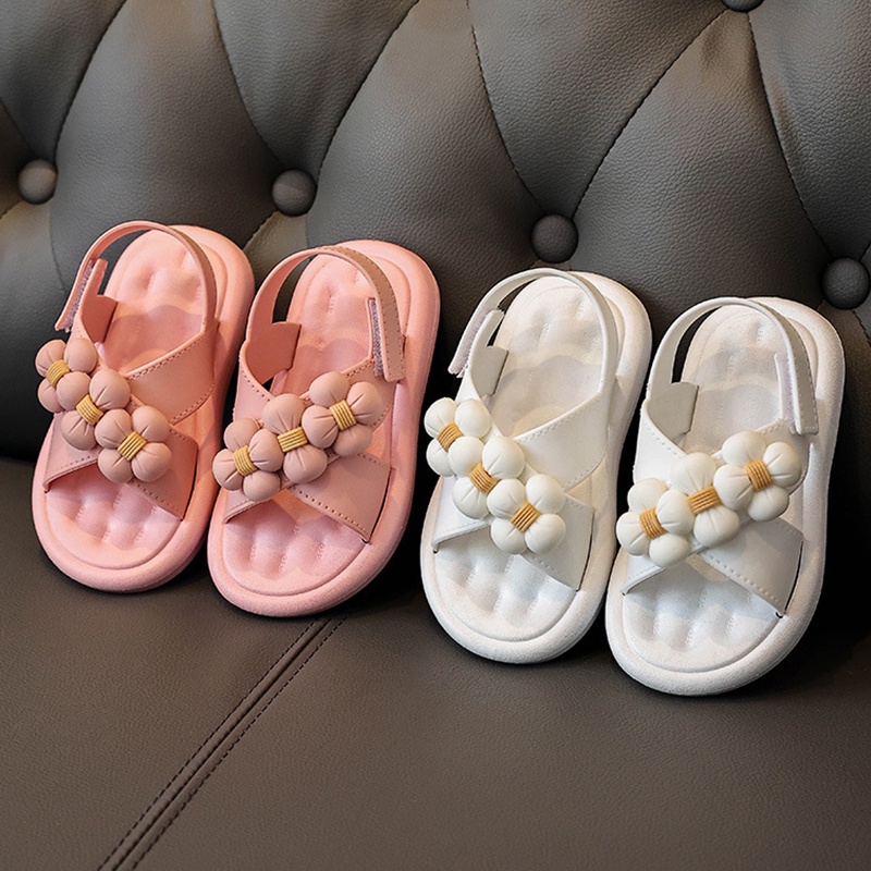 Xăng đan Đế Mềm Chống Trượt Màu Trơn Thời Trang Đi Biển Cho Bé Gái