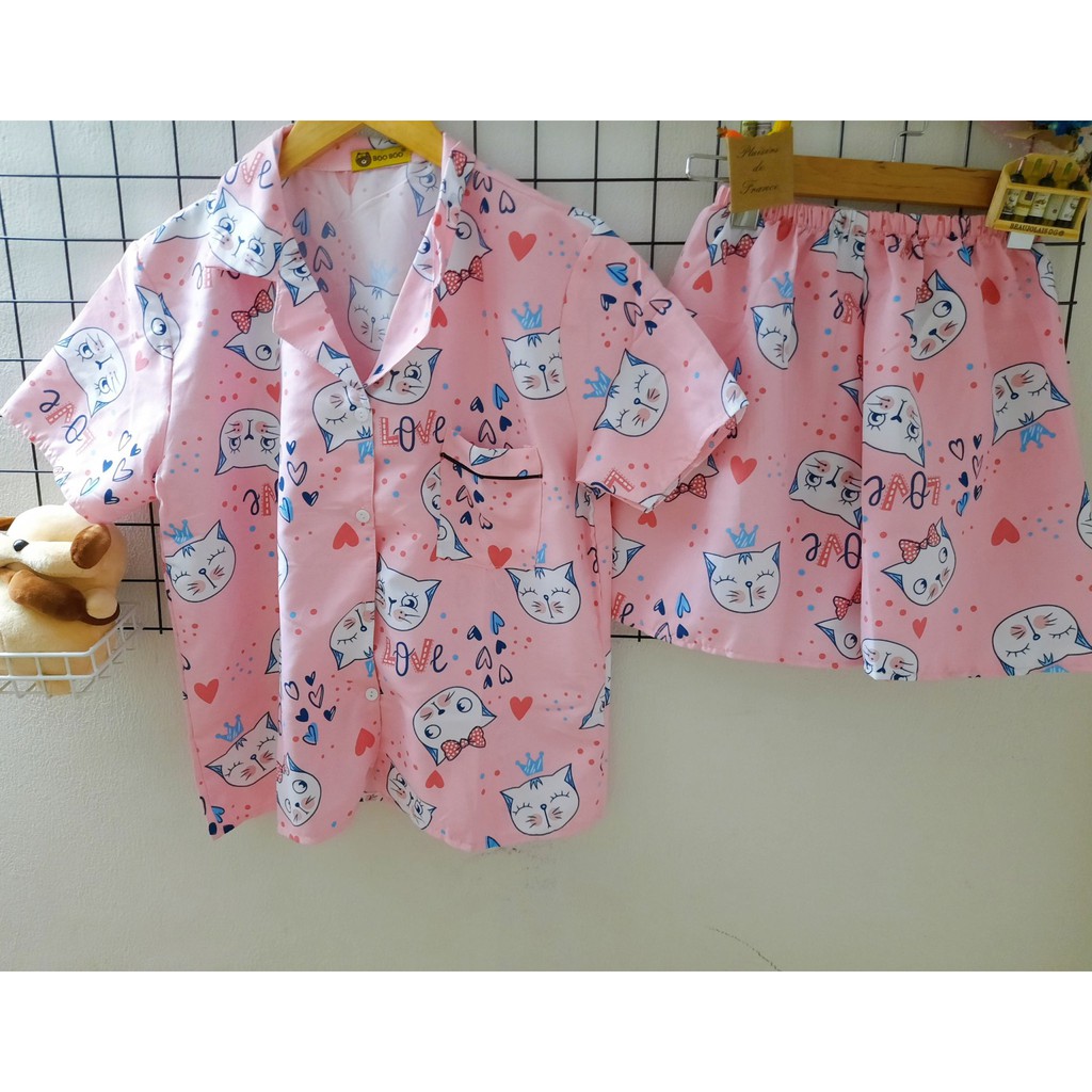 Đồ Bộ Pijama kate Thái Nhung Mịn Form ngắn