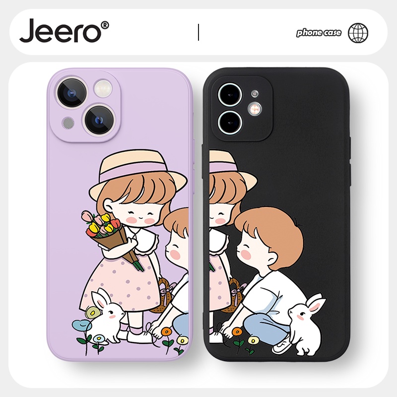 Ốp điện thoại JEERO hoạt hình cặp đôi dễ thương đẹp nam nữ cho iPhone 13 12 11 Pro Max SE 2020 X XR XS 8 7 6S 6 Plus HFF757