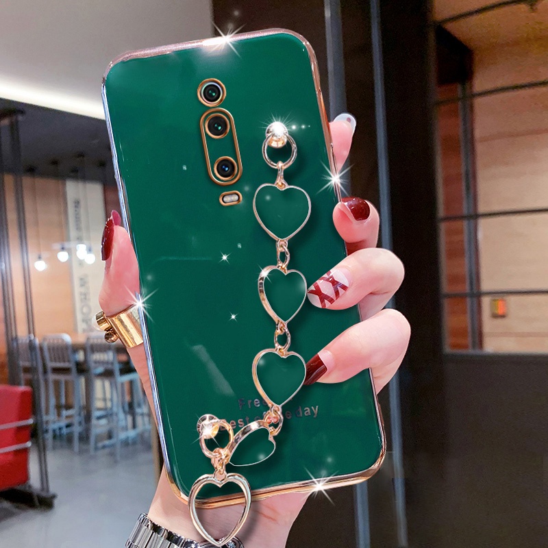 Ốp điện thoại silicone có dây đeo cổ tay hình trái tim cho Redmi k20 pro mi k20