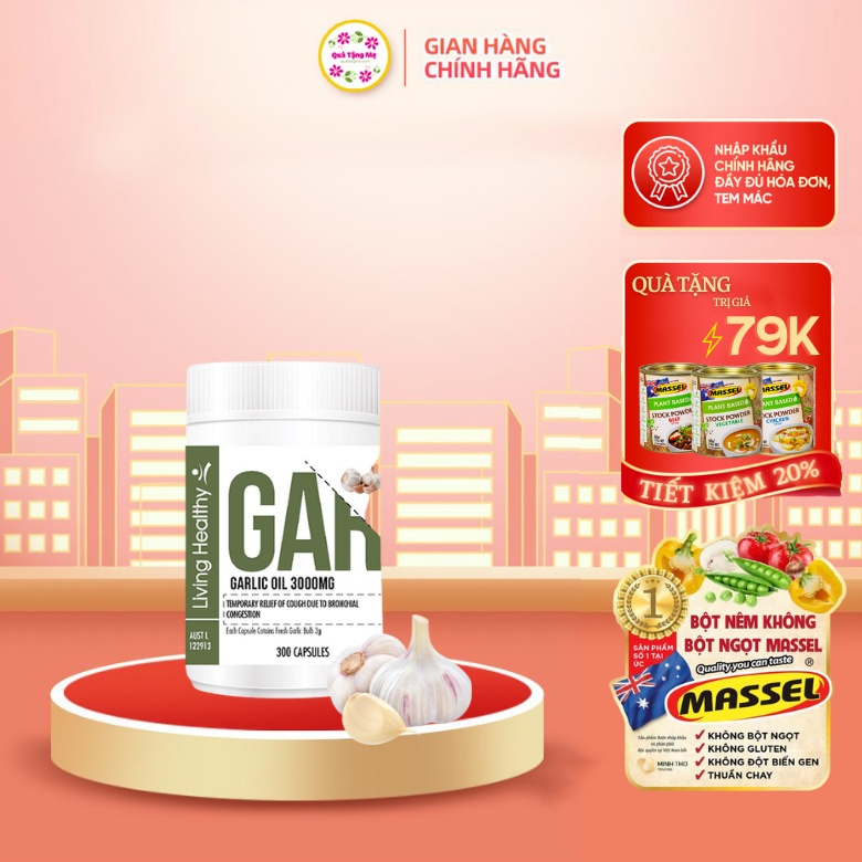 [Mã BAUIC50 giảm 50K đơn 99K] Tinh dầu tỏi Úc tăng sức đề kháng Living Healthy Garlic Care Oil 3000mg Quà Tặng Mẹ