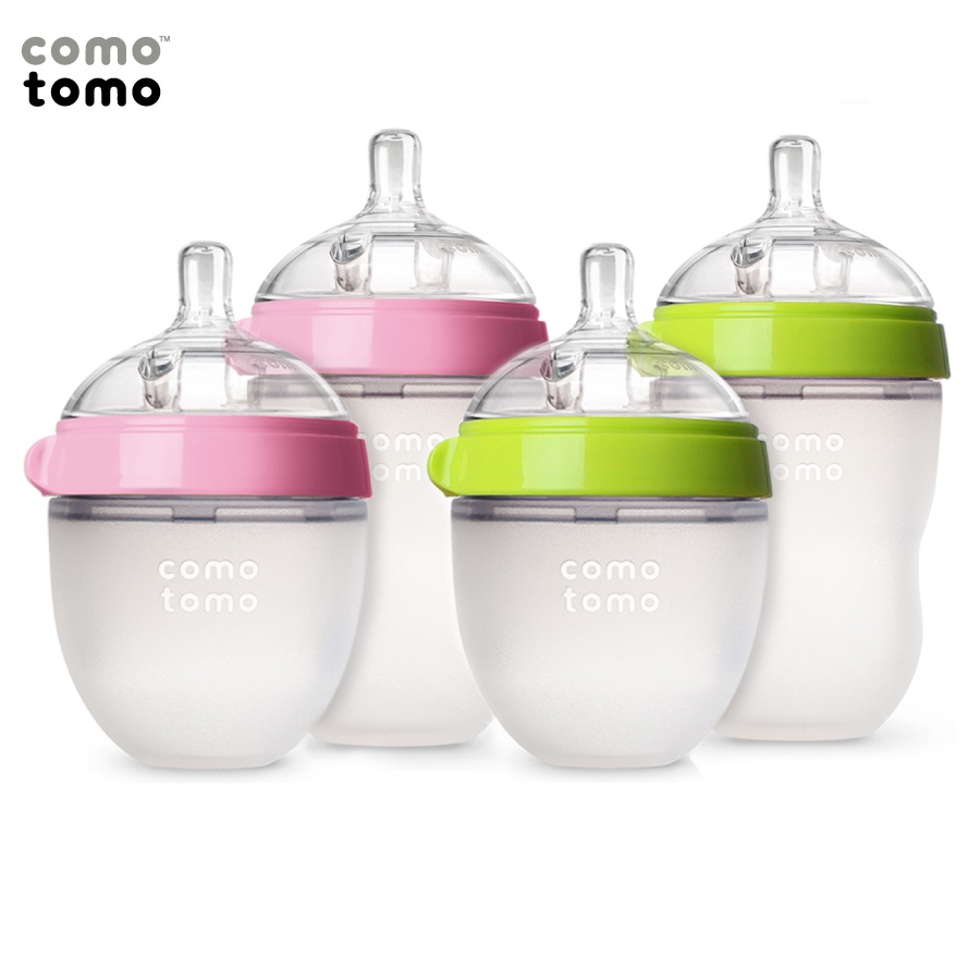 Bình Sữa Comotomo 150ml/250ml 👨‍👩‍👦‍👦Núm Silicon Siêu Mềm💖TẶNG KÈM TAY CẦM CÁNH TIÊN