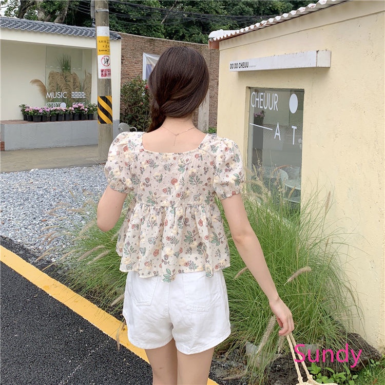 Áo Sơ Mi Tay Ngắn Họa Tiết Hoa Thời Trang Mùa Hè Cho Bé Gái