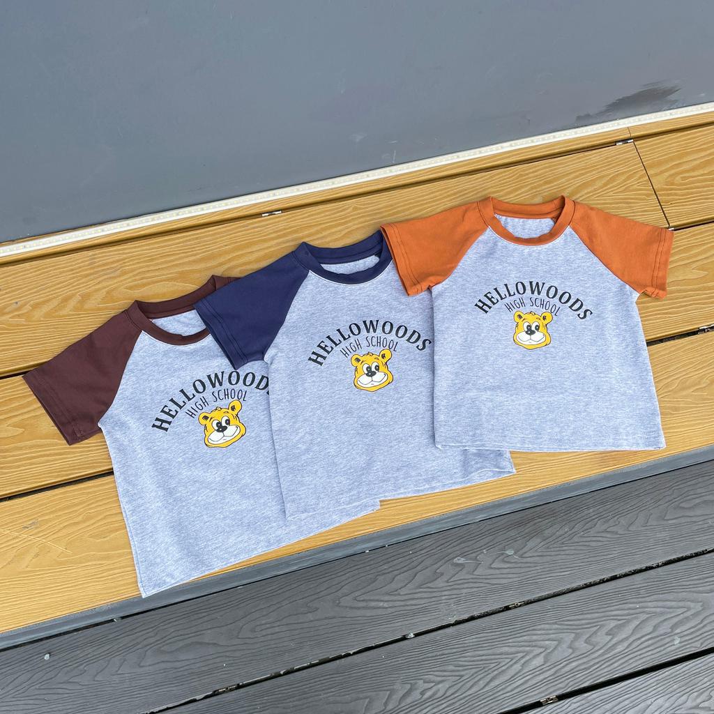 Bộ Áo Thun Tay Raglan In Họa Tiết Hoạt Hình Dễ Thương Thời Trang Mùa Hè Cho Bé Trai + Gái