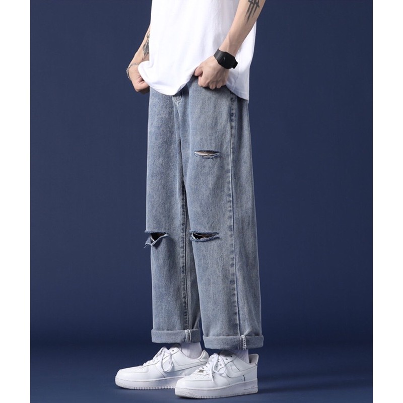 Quần jean nam chữ thập ống suông rộng 20WE,Quần bò chữ thập thêu thánh giá xanh đen chất vải cao cấp cá tính 2023 | BigBuy360 - bigbuy360.vn