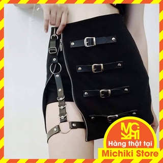 Váy Blackpink ngắn Michiki phối dây kéo & 4 khoá phong cách Ulzzang - Hàng thiết kế cao cấp (40kg - 68kg)