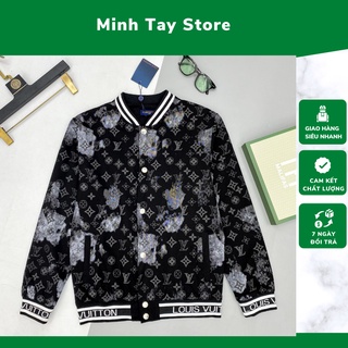  Áo Khoác Bomber Nam Lv Họa Tiết In Nổi Cực Chất . Áo Khoác Bomber Lv Chất Vải Dạ Cao Cấp Dành Cho Nam - MINH TÂY STORE 