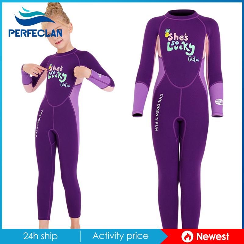 Bộ Đồ Lặn Một Mảnh Tay Dài Dày 2.5MM Cho Bé Gái