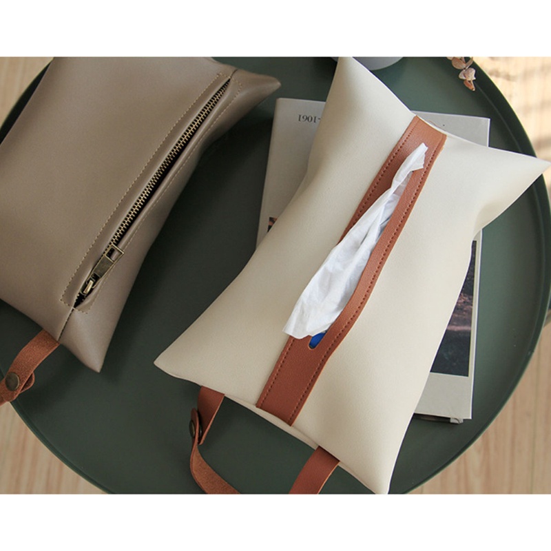 Hộp Đựng Khăn Giấy Bằng Da PU Treo Xe Hơi Tiện Dụng