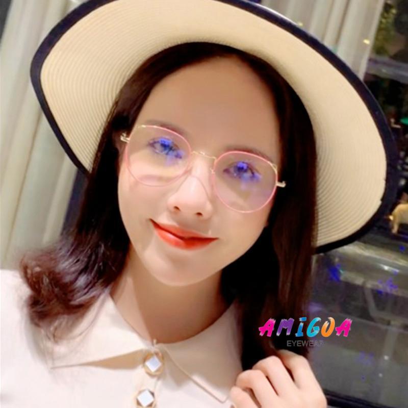 ✨✨Kính gọng hình tai mèo khung tròn chống ánh sáng lam kiểu cổ điển