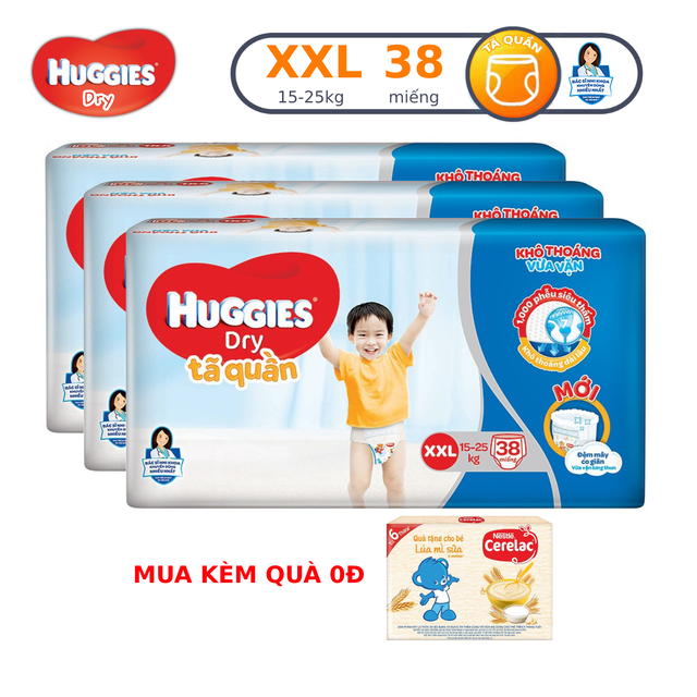 Bộ 3 tã quần Huggies Pants Big Jumbo M54/L48/XL42/XXL38