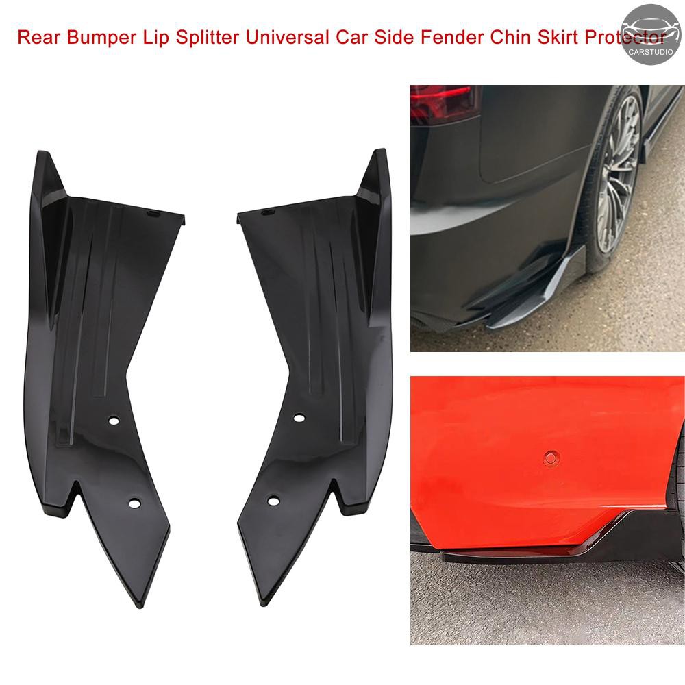 (CST)Rear Bumper Lip Splitter Carbon Fiber Universal Car Side Fender Fins Body Lip Spoiler Chin Skirt Protector, Black