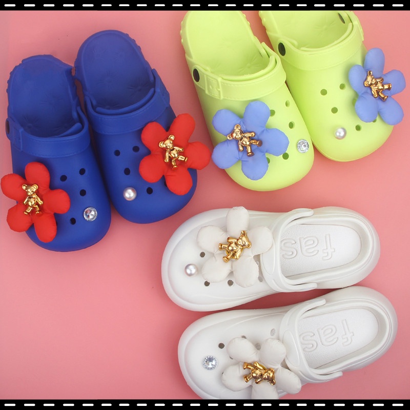 Bộ Phụ Kiện Trang Trí Giày Crocs Đính Ngọc Trai/Hoa Đáng Yêu DIY Cho Bé Gái