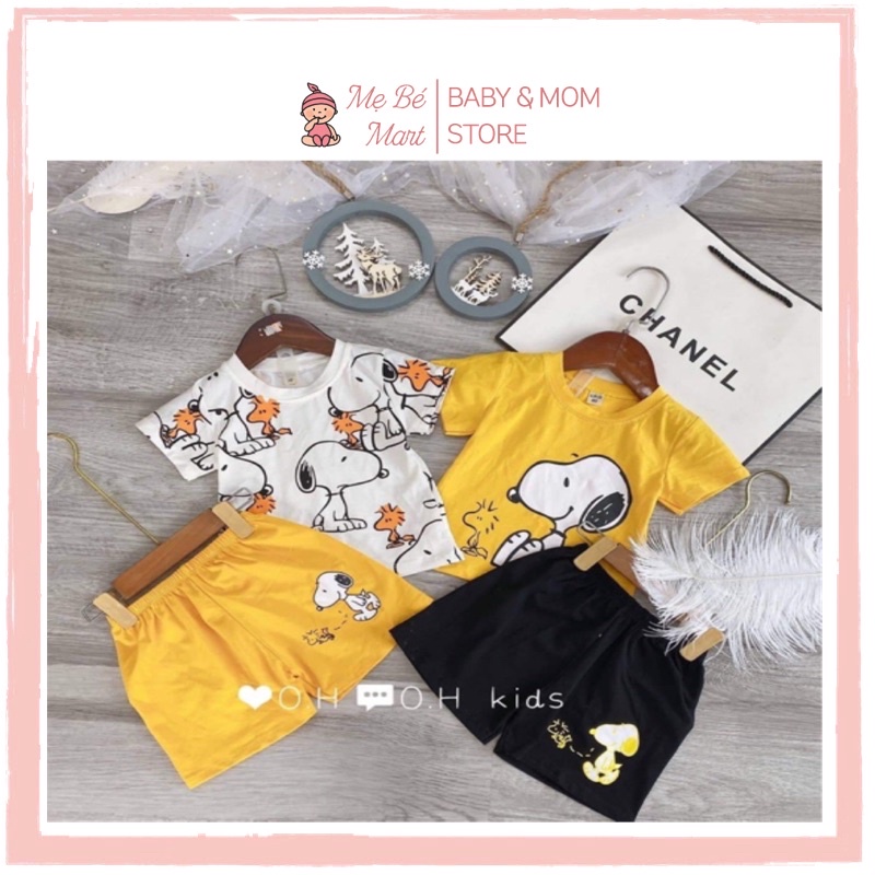 [CÓ ẢNH THẬT KÈM VIDEO] BỘ CỘC TAY CHÚ CHÓ SNOOPY VẢI COTTON QUẢNG CHÂU ĐẸP CHO BÉ 7-17KG