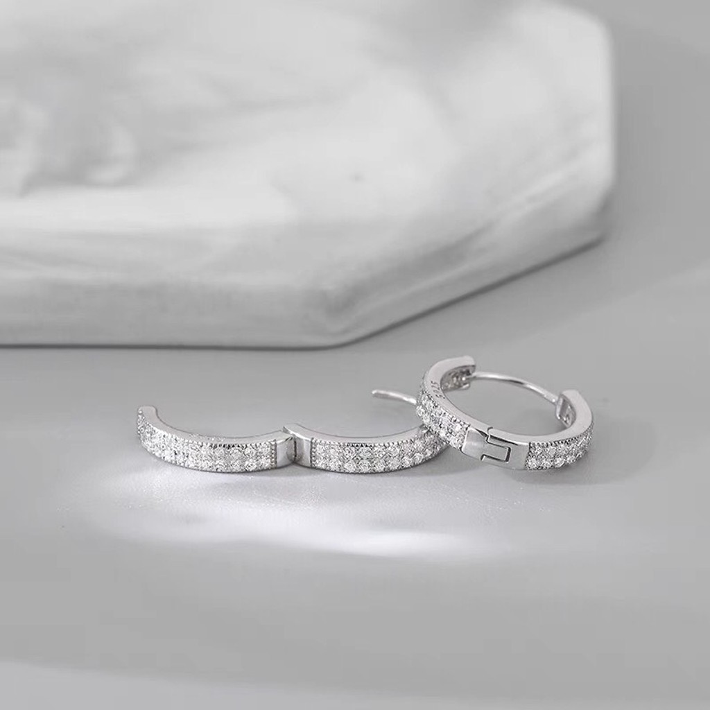 Bông tai, Khuyên tai nam nữ dáng tròn đính kim cương phong cách nhẹ nhàng sang trọng, Unisex, Cá tính, 1 chiếc