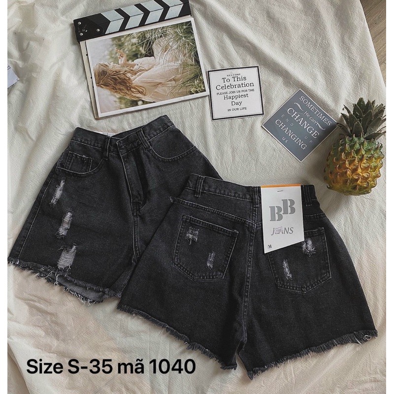 Quần short jean nữ ✈️FREESHIP✈️ quần short jean nữ size đại kiểu rách nhẹ màu đen MS1040 thời trang bigsize 2KJean