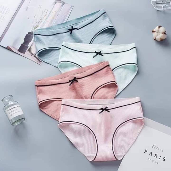 Quần lót nữ Tăm gân đính nơ dễ thương thoáng khí thời trang