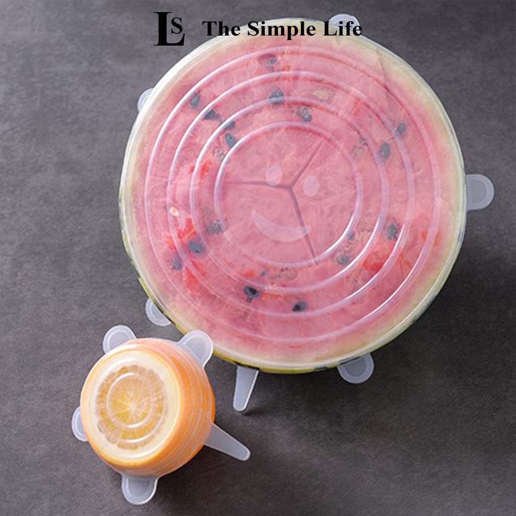 Nắp silicon đậy thực phẩm, combo 6 nắp, màng silicon bọc thực phẩm, chống rò rỉ thức ăn, siêu dẻo dai [CHÍNH HÃNG]