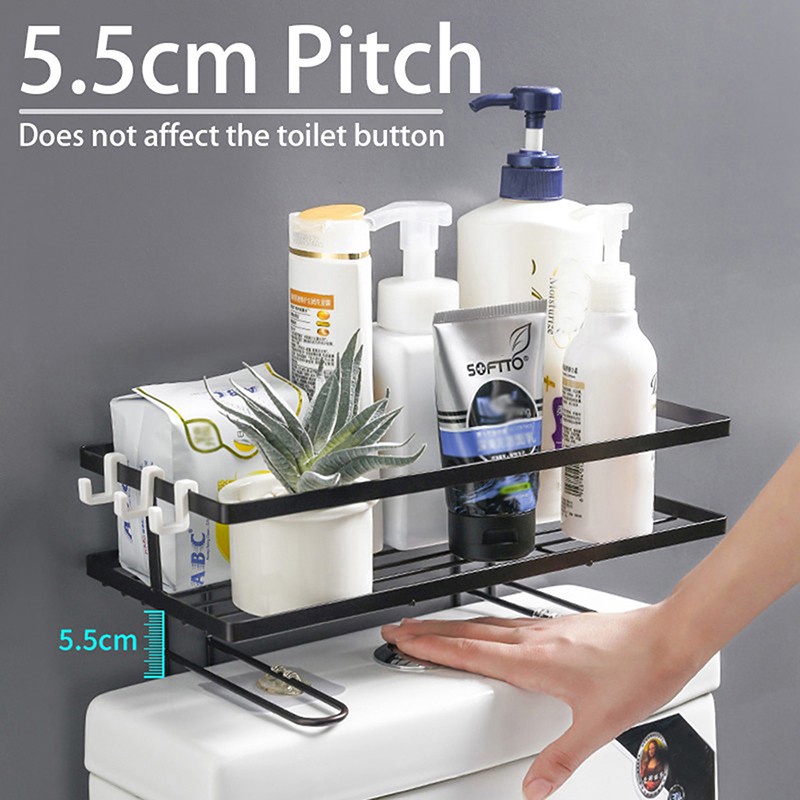 Kệ để đồ toalet bằng thép phun sơn tĩnh điện không gỉ - kệ để đồ nhà tắm thông minh tiện dụng không cần khoan đục