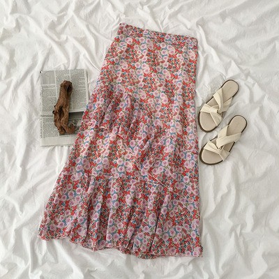(Sẵn Hồng) Chân váy hoa nhí xếp chéo 2 tầng eo chun co giãn (video tự quay) | BigBuy360 - bigbuy360.vn