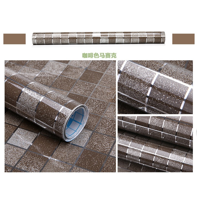 Giấy dán bếp tráng nhôm cách nhiệt (màu nâu) khổ 45cm keo sẵn