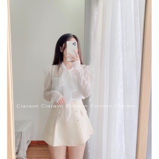Chân váy tafta khuy (đen/be)