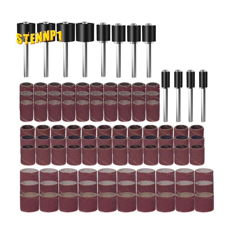 120Pcs Drum Sanders Set Including 108 Pcs Sanding Bands and 12 Pcs Drum Mandrels