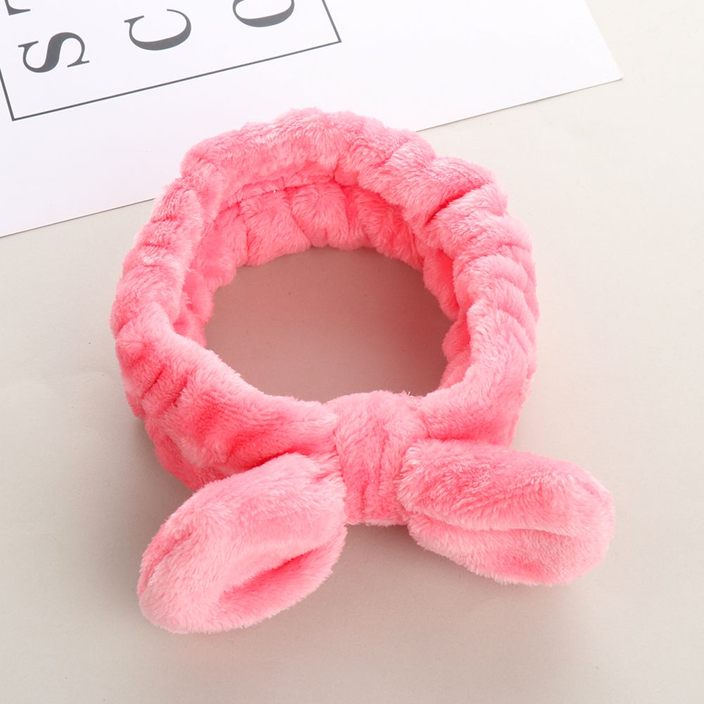 Băng đô vải lông cừu san hô màu trơn mềm mại MIHAN1