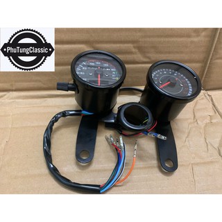 Đế đồng hồ đôi, kèm bắt ổ khóa, độ classic, cafe racer....