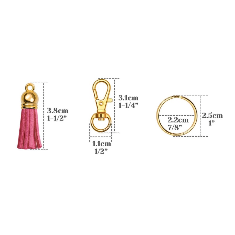 Bộ 100 Móc Khóa Da Kèm Kẹp Tôm Hùm DIY Tiện Dụng