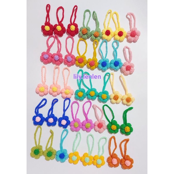 Dây hoa móc khóa treo túi xách bằng len