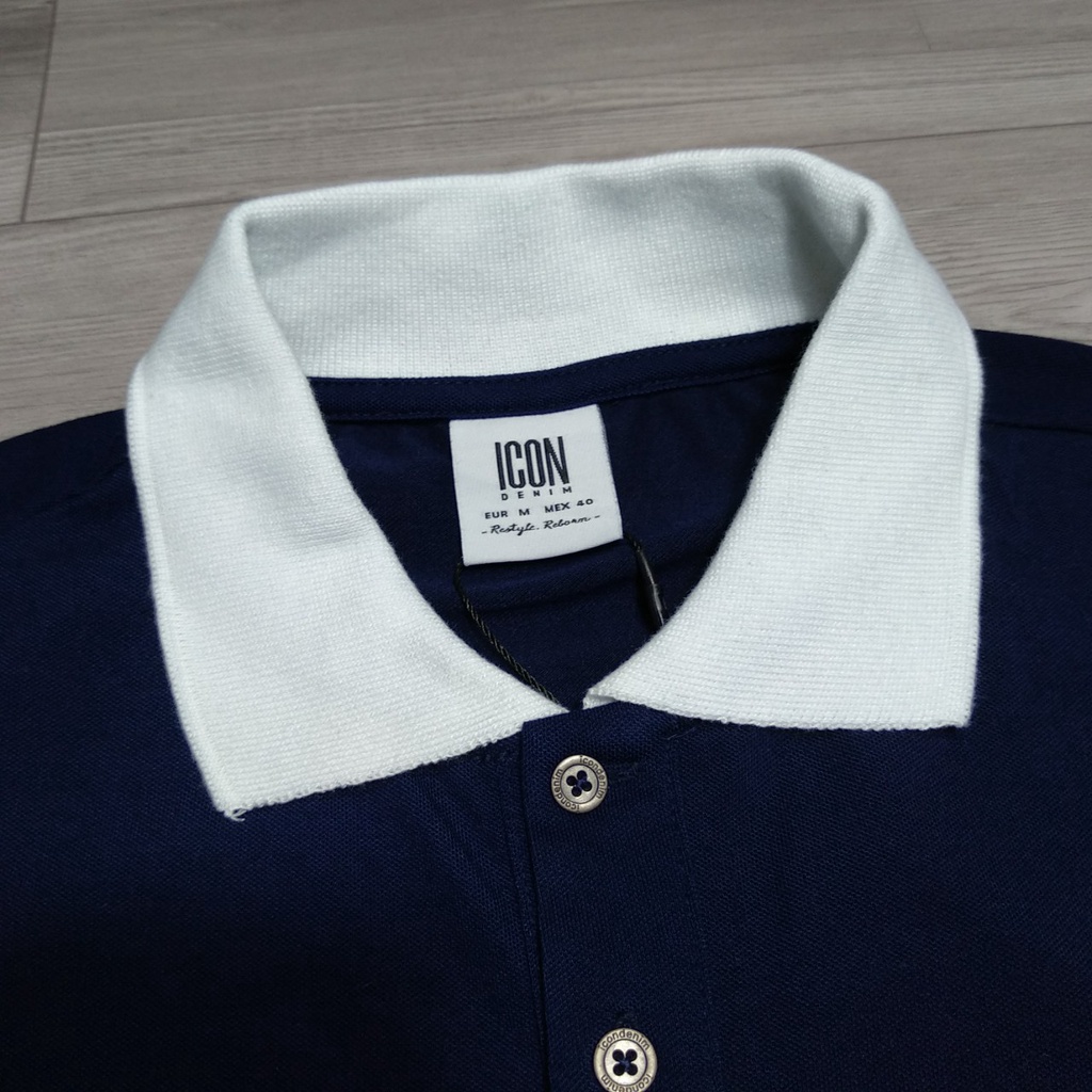 Áo Polo nam màu xanh than vải cá sấu