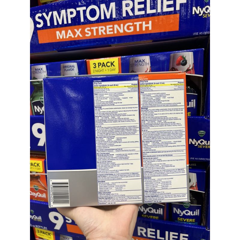 Siro ho cảm sốt Vicks DayQuil & NyQuil Cold & Flu Severe 354ml của Mỹ