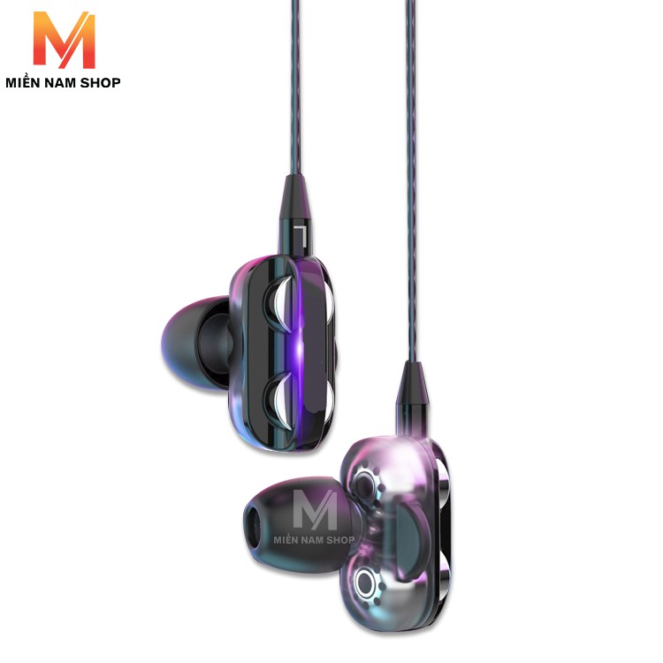 Tai nghe nhét tai A4 HiFi lõi kép siêu bass MẪU MỚI 2019 , Hỗ Trợ Micro Đàm Thoại+Tặng kèm nút cao su