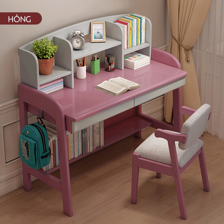 Bàn Học Sinh Tăng Giảm Chiều Cao Bằng Gỗ Chất Liệu Bền Chắc Chống Gù Lưng Và Cận Thị - Tặng Giá đỡ ipad laptop < 14inch