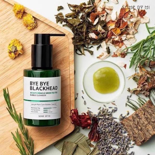 Hàng Hàn- Sữa Rửa Mặt Sủi Bọt Loại Bỏ Mụn Đầu Đen Some By Mi Bye Bye Blackhead 30 Days Miracle Green Tea Tox Bubble
