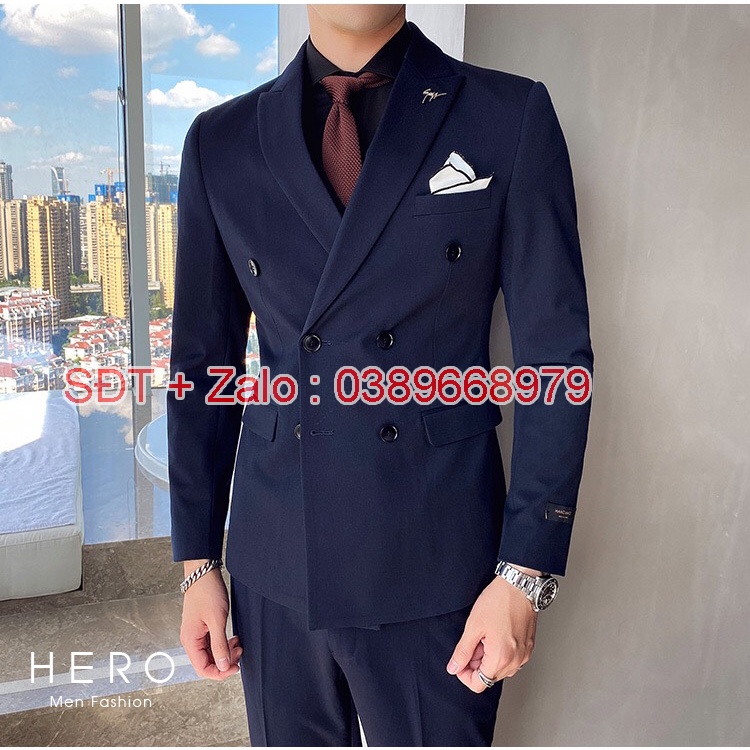 Bộ Vest Nam Cao Cấp  6 Cúc Màu Đen, Suit Nam Hàn Quốc Cao Cấp 6 khuy Fom Ôm Đẹp, Chất Vải Sịn