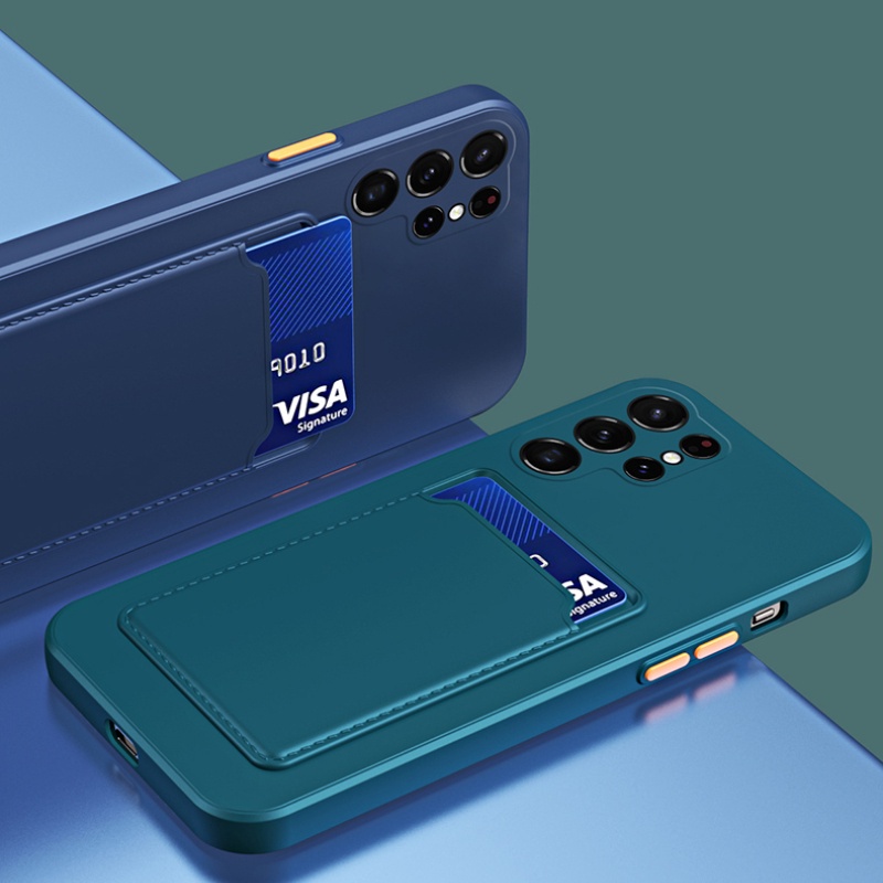 Ốp điện thoại silicon mềm màu trơn chống sốc có ngăn đựng thẻ cho Samsung galaxy A52/ A52S/A23 /M33/M53/M23 5G /A13